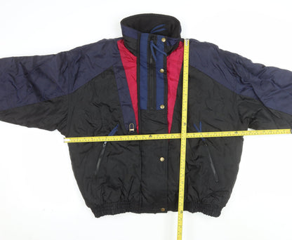 New Face Men’s Black 90s Puffer Jacket L Hooded Winter Coat
