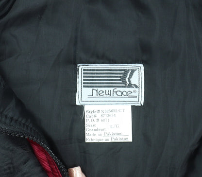 New Face Men’s Black 90s Puffer Jacket L Hooded Winter Coat