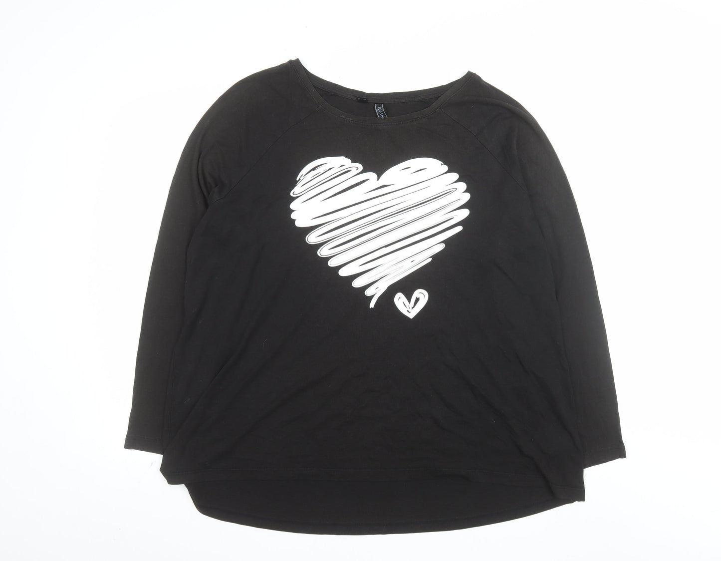 Rainbow Women’s Black Long Sleeve Heart Print T-Shirt Size 20