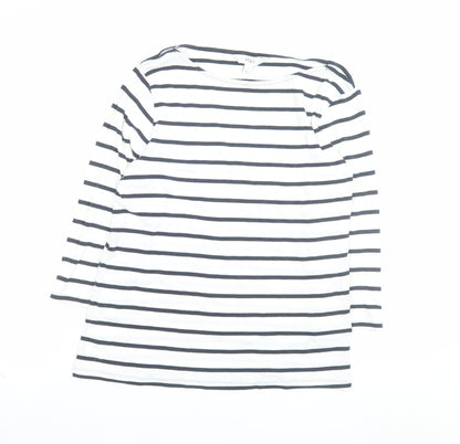 Marks and Spencer Women’s White Striped 3/4 Sleeve Cotton T-Shirt Size 14