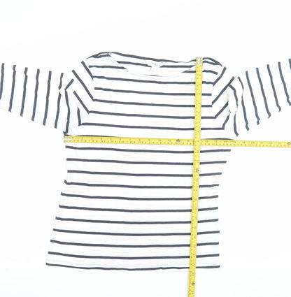 Marks and Spencer Women’s White Striped 3/4 Sleeve Cotton T-Shirt Size 14