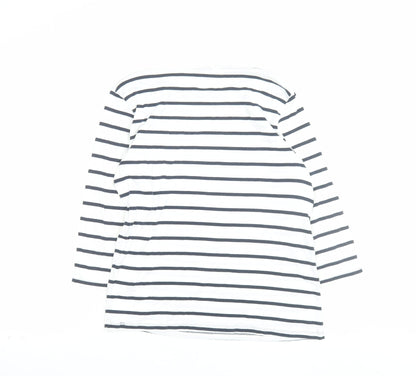 Marks and Spencer Women’s White Striped 3/4 Sleeve Cotton T-Shirt Size 14