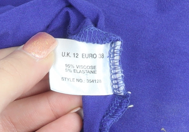 Kaliko Women's Purple Boat Neck 3/4 Sleeve Tunic Blouse Size 12