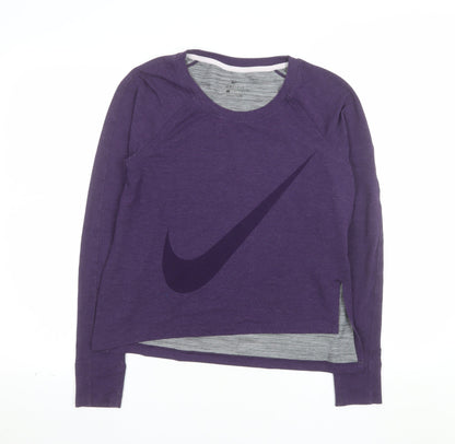 Nike Women's Purple Dri-FIT Long Sleeve Sports Top M