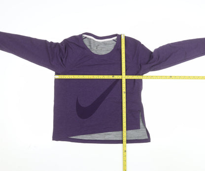 Nike Women's Purple Dri-FIT Long Sleeve Sports Top M
