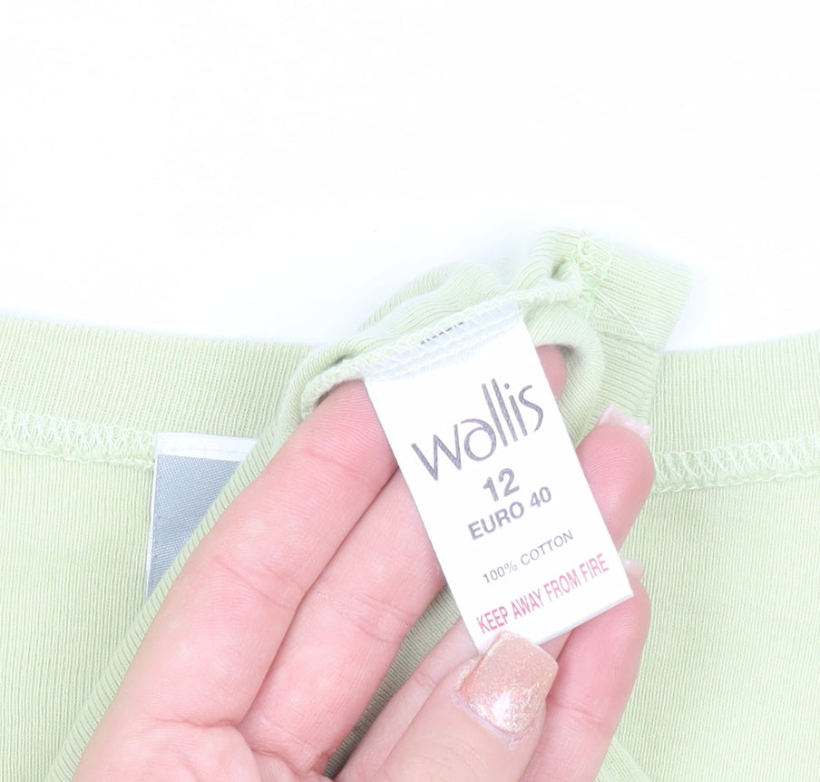 Wallis Womens Green Cotton V-Neck Beaded Jumper Size 12