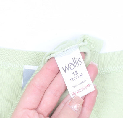 Wallis Womens Green Cotton V-Neck Beaded Jumper Size 12