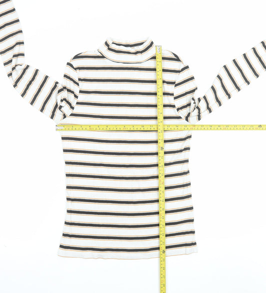 Mint Velvet Women's Multicoloured Striped Roll Neck Jumper Size M
