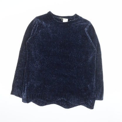 Bonmarché Women Blue Velvet Long Sleeve Pullover Jumper Size 12