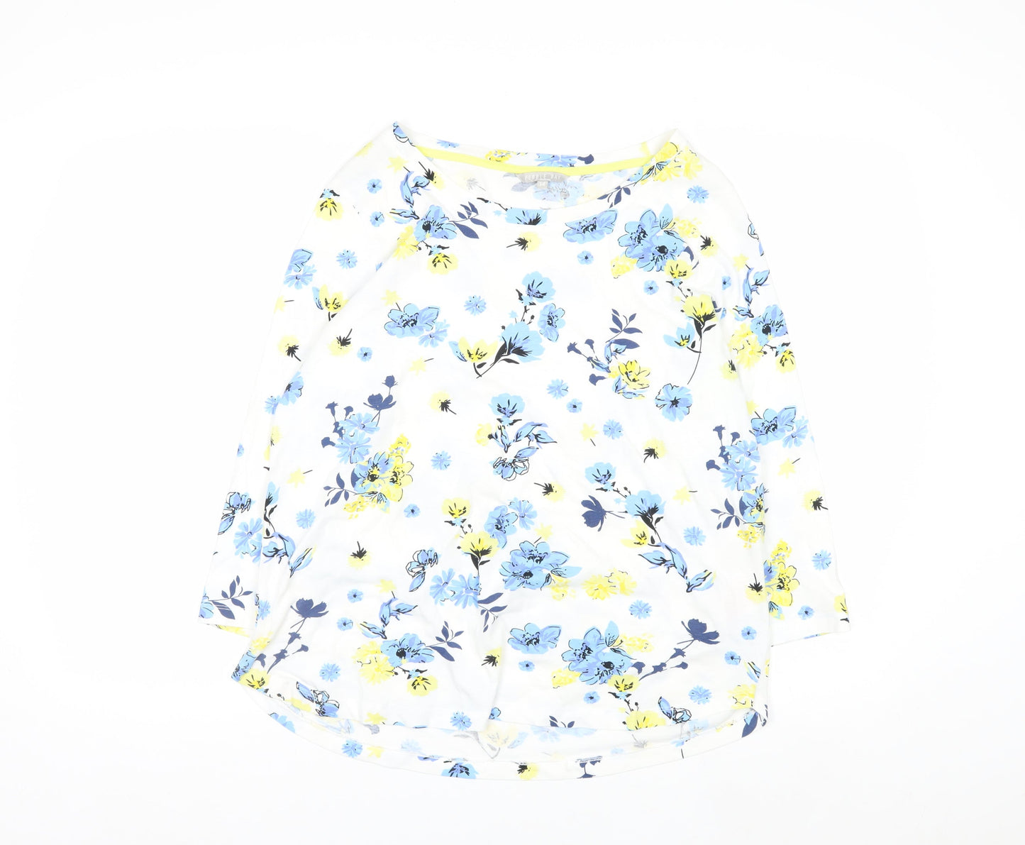 Pebble Bay Women's Multicoloured Floral Cotton 3/4 Sleeve T-Shirt Size 14