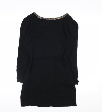 H&M MAMA Black Beaded Boat Neck Knit Tunic Jumper Women's S