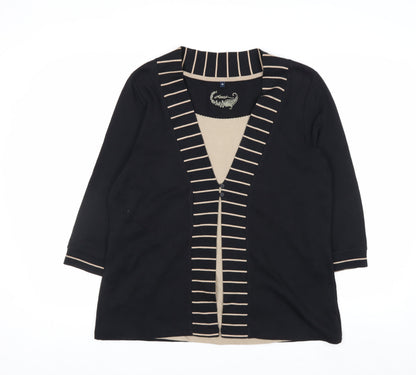 Dash Women’s Black Striped V-Neck Tunic Top Size 16 Cotton Blend