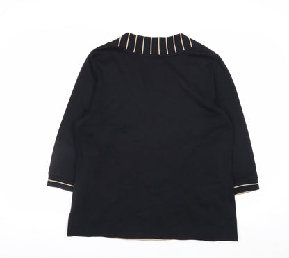 Dash Women’s Black Striped V-Neck Tunic Top Size 16 Cotton Blend