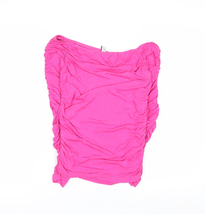 & Other Stories Women’s Pink Off Shoulder Ruched Jersey Blouse Size 8