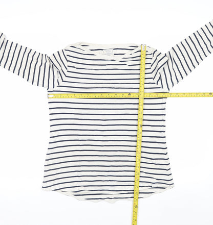 Fat Face Women’s White Navy Striped Long Sleeve Cotton Jersey Boat Neck T-Shirt Size 10