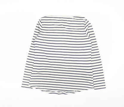 Fat Face Women’s White Navy Striped Long Sleeve Cotton Jersey Boat Neck T-Shirt Size 10