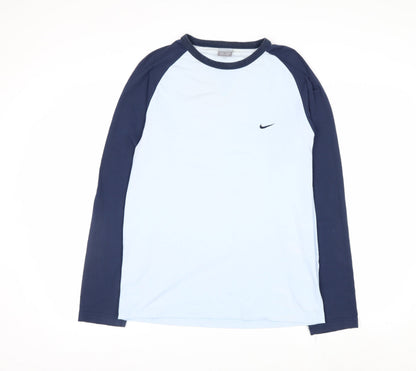 Nike Men's Blue Long Sleeve Crew Neck Cotton Top Size M