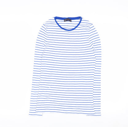 Marks and Spencer Women’s Blue Striped Long Sleeve Cotton T-Shirt Size 8