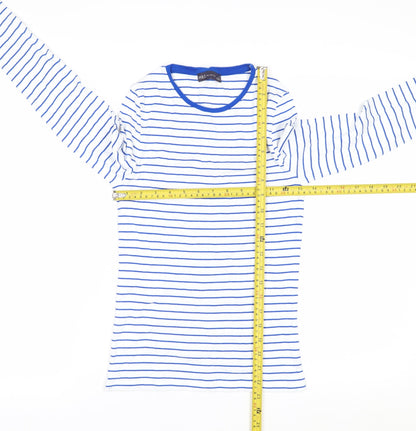 Marks and Spencer Women’s Blue Striped Long Sleeve Cotton T-Shirt Size 8