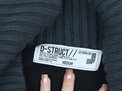 D-Struct Mens Grey Chunky Knit Cardigan Medium Casual Winter