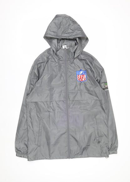 Team 365 Men's Grey Hooded Windbreaker Jacket Size S