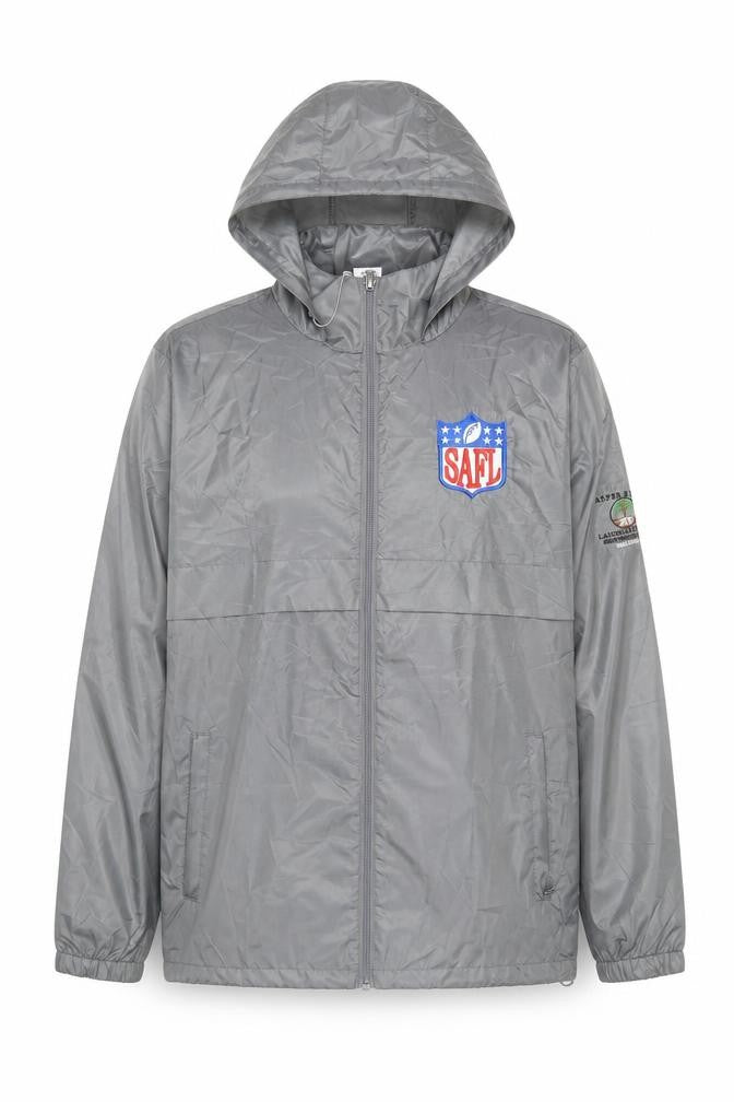 Team 365 Men's Grey Hooded Windbreaker Jacket Size S