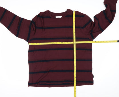 Marks and Spencer Men's Red Striped Pullover Sweatshirt XL