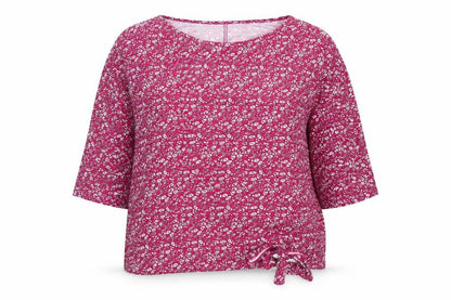 Ellie B Womens Pink Floral Tunic Blouse Size L 3/4 Sleeve Scoop Neck