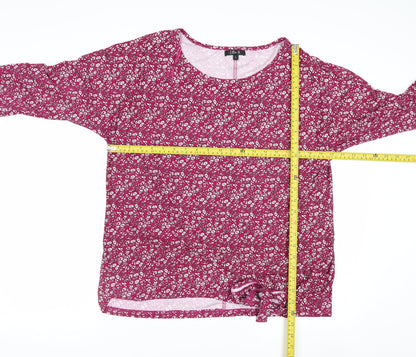 Ellie B Womens Pink Floral Tunic Blouse Size L 3/4 Sleeve Scoop Neck