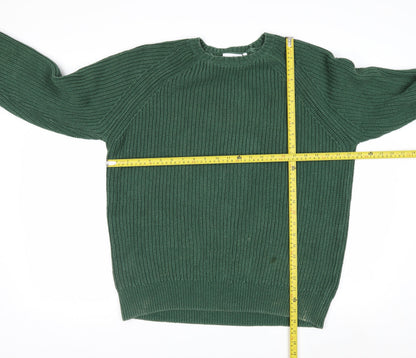 Weekday Men's Green Cotton Chunky Knit Crew Neck Jumper Size M