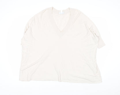 The White Company Women's Ivory V-Neck Relaxed Knit Jumper XS