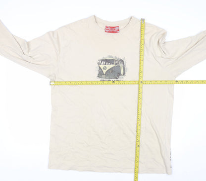 Animal Men’s Beige XL Long Sleeve Cotton Graphic T-Shirt