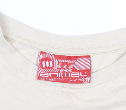 Animal Men’s Beige XL Long Sleeve Cotton Graphic T-Shirt