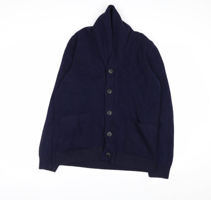 Sunspel Men's Blue Wool Shawl Collar Cardigan M