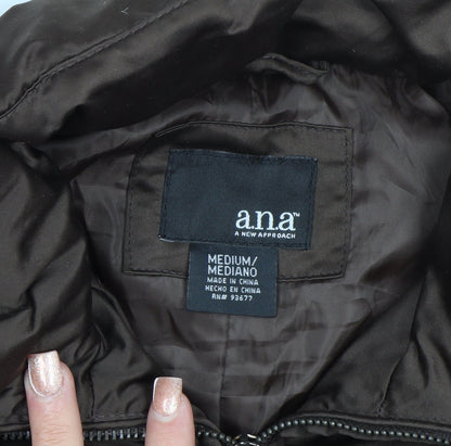 a.n.a Womens Brown Puffer Jacket Size M Quilted Down Winter Coat