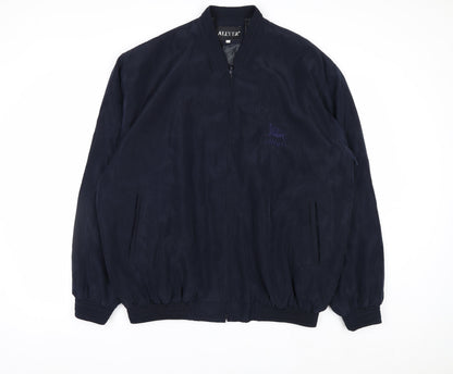 ALLYER Men's Blue 2XL Polyester Bomber Jacket