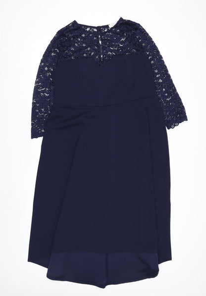 Yours London Women's Blue Lace Fit & Flare Dress Size 18