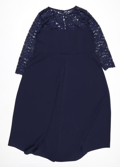 Yours London Women's Blue Lace Fit & Flare Dress Size 18