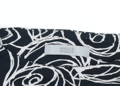 Marks and Spencer Women’s Black Floral Jersey Blouse UK 14 3/4 Sleeve