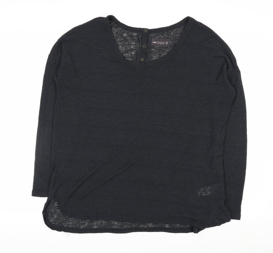 Next Women Black Size 16 Henley Knit Jumper Premium Collection