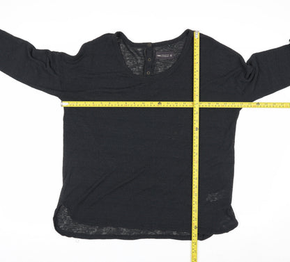 Next Women Black Size 16 Henley Knit Jumper Premium Collection