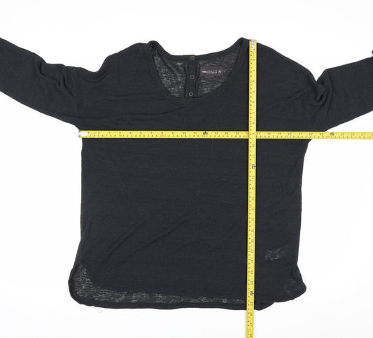 Next Women Black Size 16 Henley Knit Jumper Premium Collection