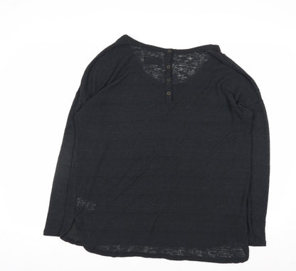 Next Women Black Size 16 Henley Knit Jumper Premium Collection