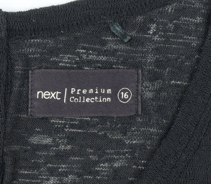 Next Women Black Size 16 Henley Knit Jumper Premium Collection
