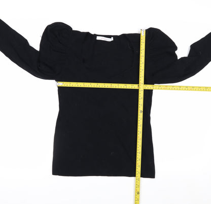 Judi Love by Very Womens Black V-Neck Puff Sleeve Knit Jumper Size 14