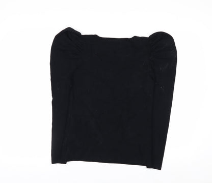 Judi Love by Very Womens Black V-Neck Puff Sleeve Knit Jumper Size 14
