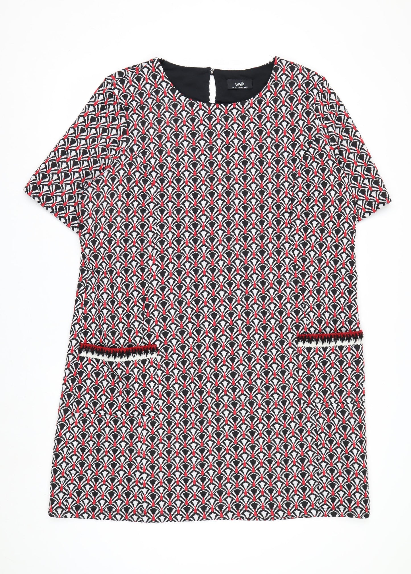 Wallis Women Multicoloured Geometric Shift Dress Size 20 Short Sleeve