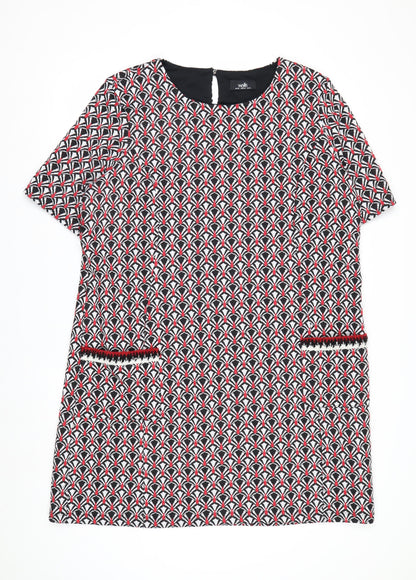 Wallis Women Multicoloured Geometric Shift Dress Size 20 Short Sleeve