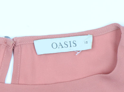Oasis Women’s Pink Chiffon Short Sleeve Blouse UK 10