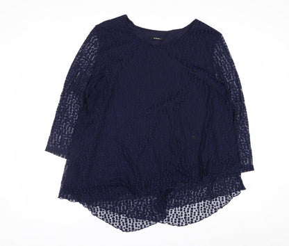 Roman Women’s Blue Mesh 3/4 Sleeve Tunic Blouse Size 18